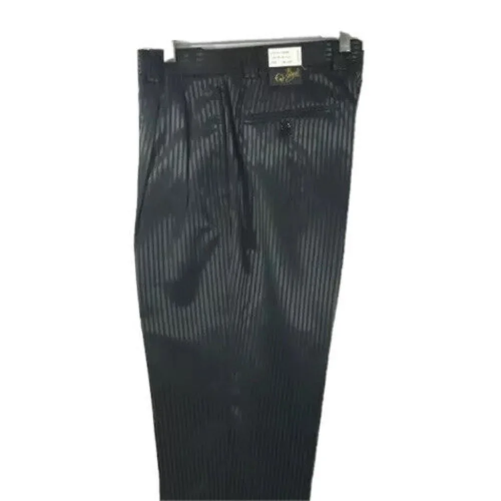 E.J. Samuel Men's Black Suit 3 Piece Pleated Pant Pinstripe Size 38L W32